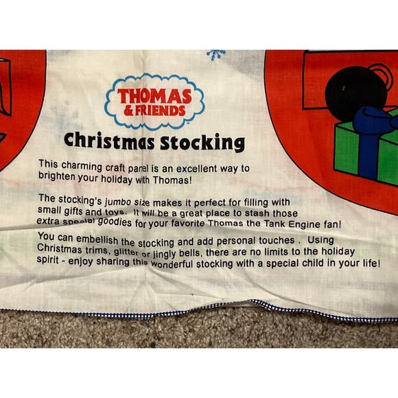 Thomas and Friends Christmas Stocking Craft Panel Giant 31" Vintage Uncut - Picture 3 of 7